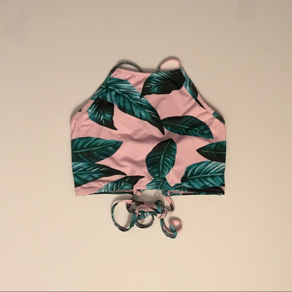 Tropical High Neck Bikini Top, size Small.